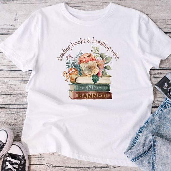 handmade Tops - Read banned books graphic tee shirt